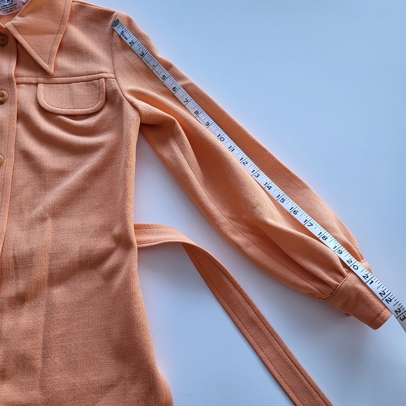 Vintage 1970s Orange Groovy Belted Jacket Shacket Lightweight - Picture 9 of 12